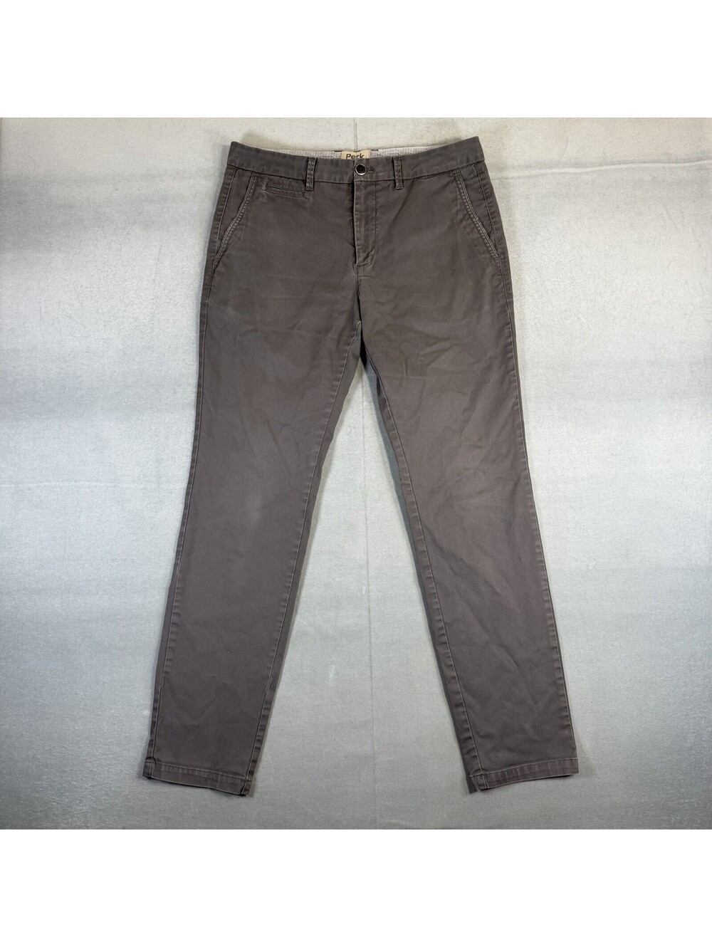 Perk Slim Fit Stretch Chino Pants Mens 33x32 Gray Straight 5 Pocket Feel Good